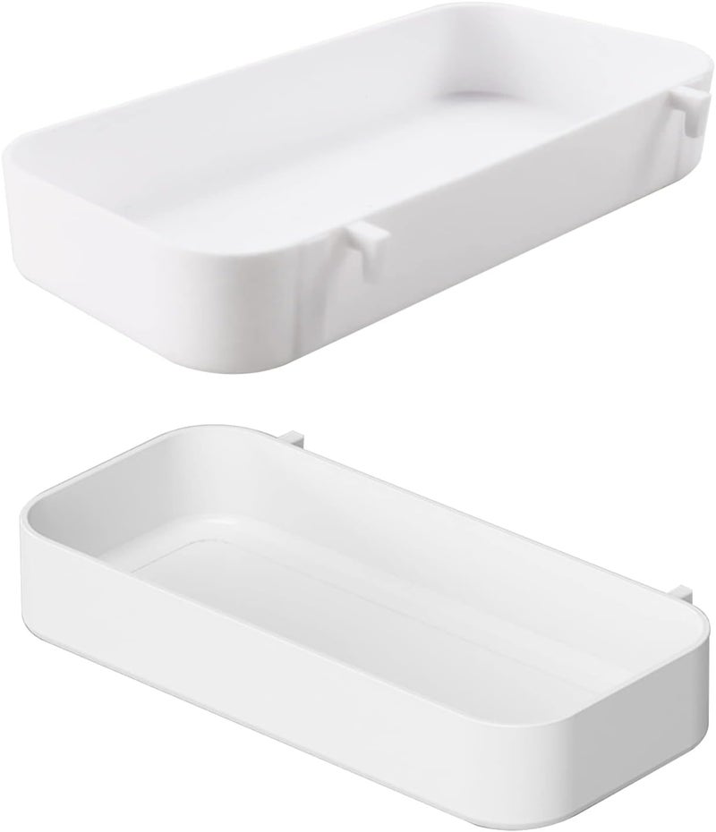 Chris.W 2Pack Pegboard Trays & Bins - White Pegboard Shelf & Spice Holder (7.5" x 3.5" x 1.2") - Compatible with IKEA Skadis - Image 3